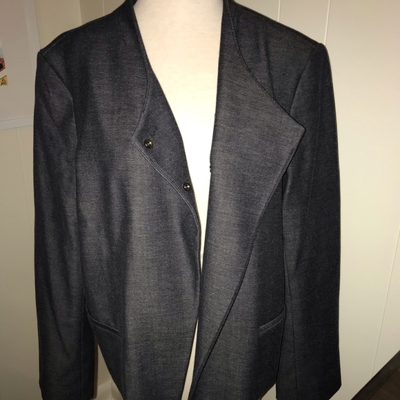 Ann Taylor Chambray Work Blazer Jacket XL navy - Picture 1 of 6